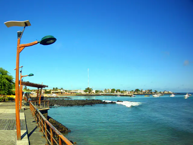 July 6, 2012.  View on a clear day along the waterfront -  Puerto Baquerizo Moreno, San Cristobal Island.