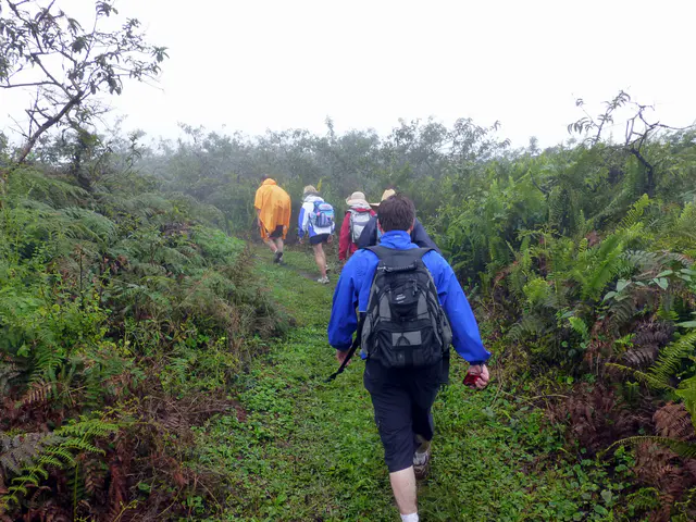 Ascending an area that tracks along the crater's rim.