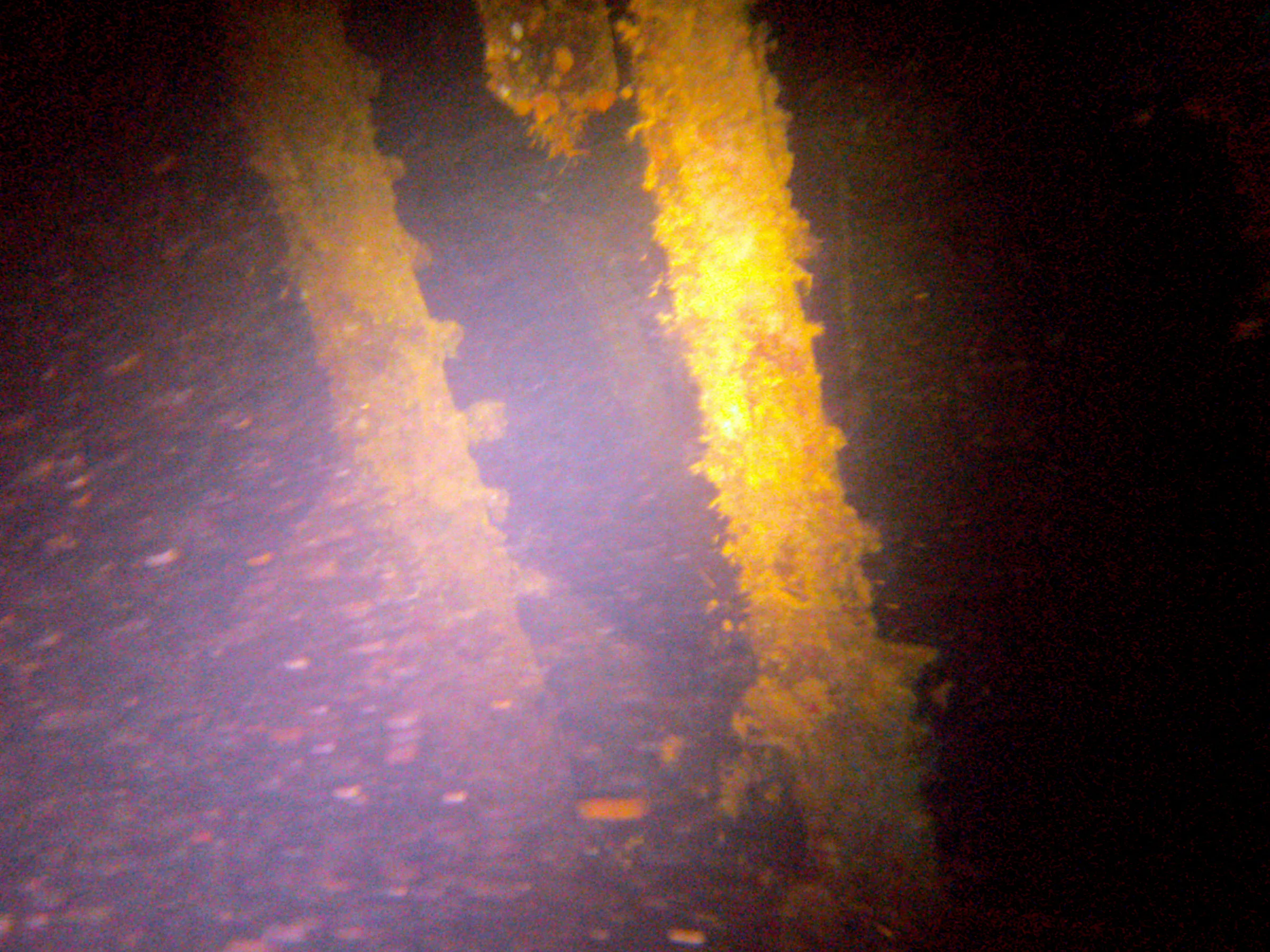 Support beams, temporarily lit by my flash.