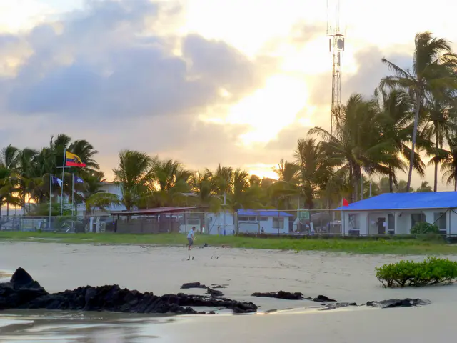 Ecuadorian Naval Base adjoining our Lodge, seen at sunset.
