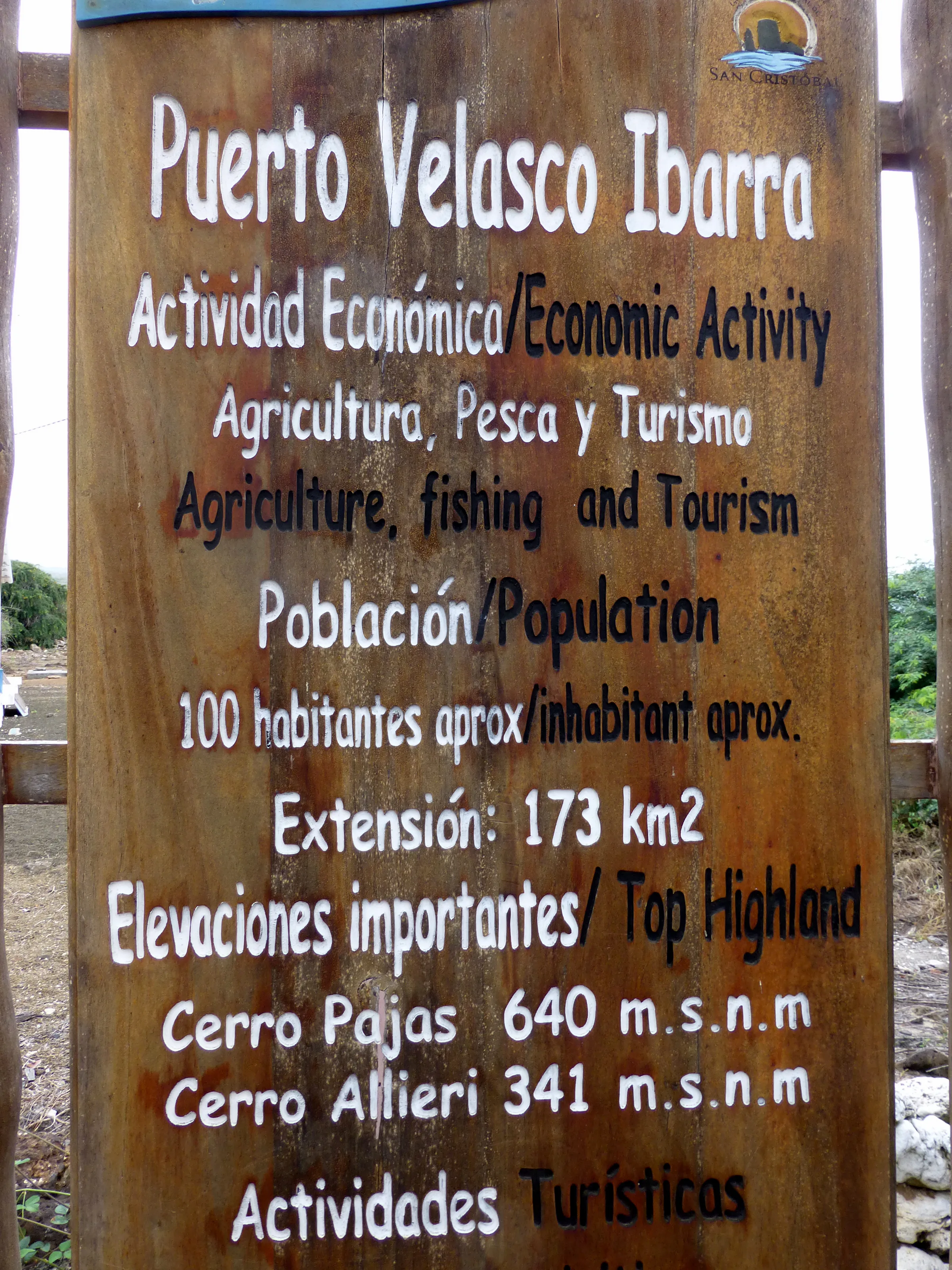 Floreana - Main Town is Puerto Velasco Ibarra, population 100.