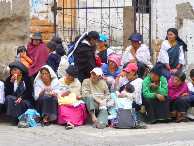 Near Otavalo,  Cotocachi was celebrating a festival between competing groups that would battle for control of the town square.  Per wikitravel.org website, "Cotacachi Village is a small town of 20.000 inhabitants some 20km north of Otavalo. The town is famous for its leather goods."