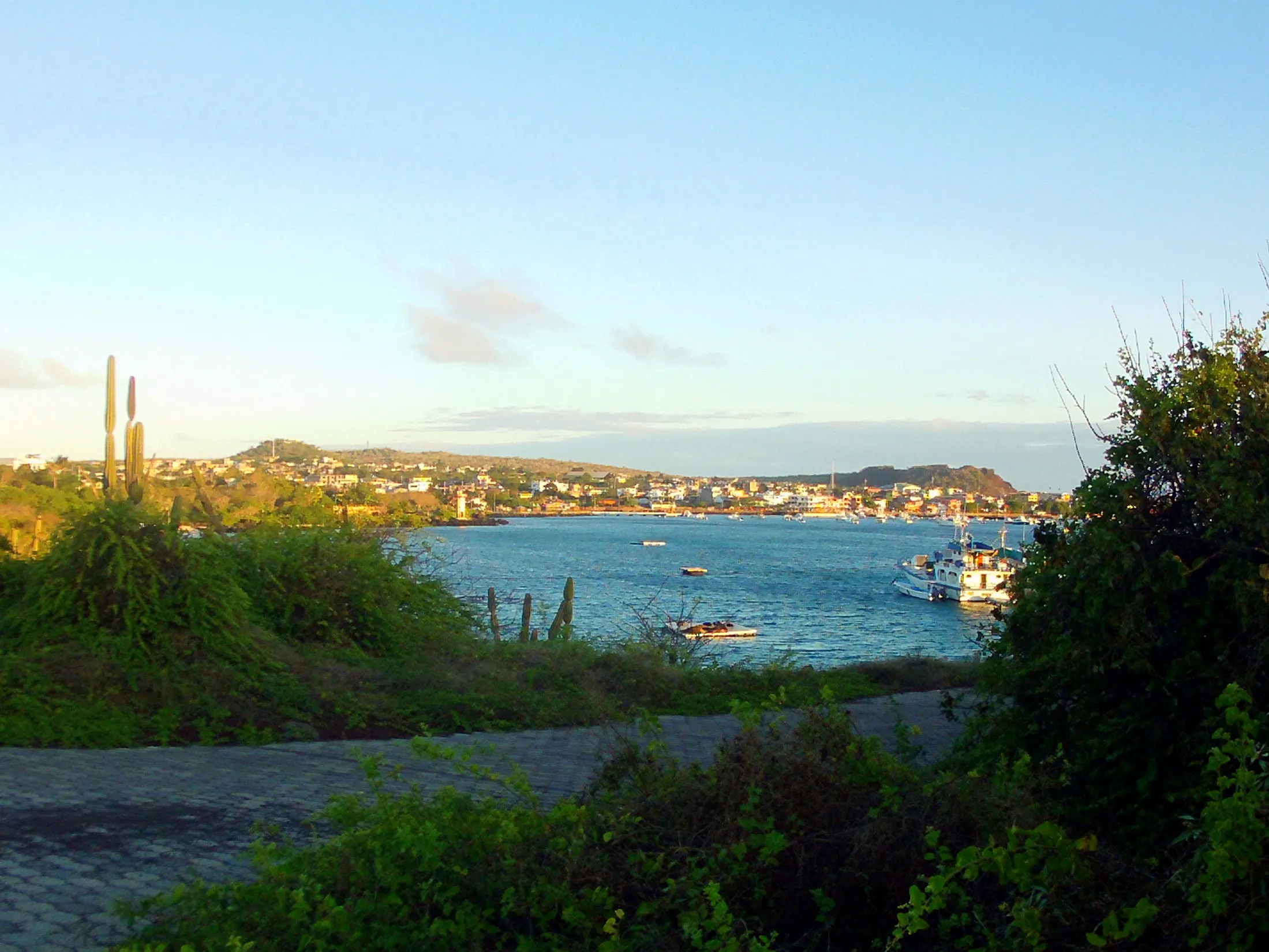 Late afternoon view of the harbor at Puerto Baquerizo Moreno, San Cristobal Island.
