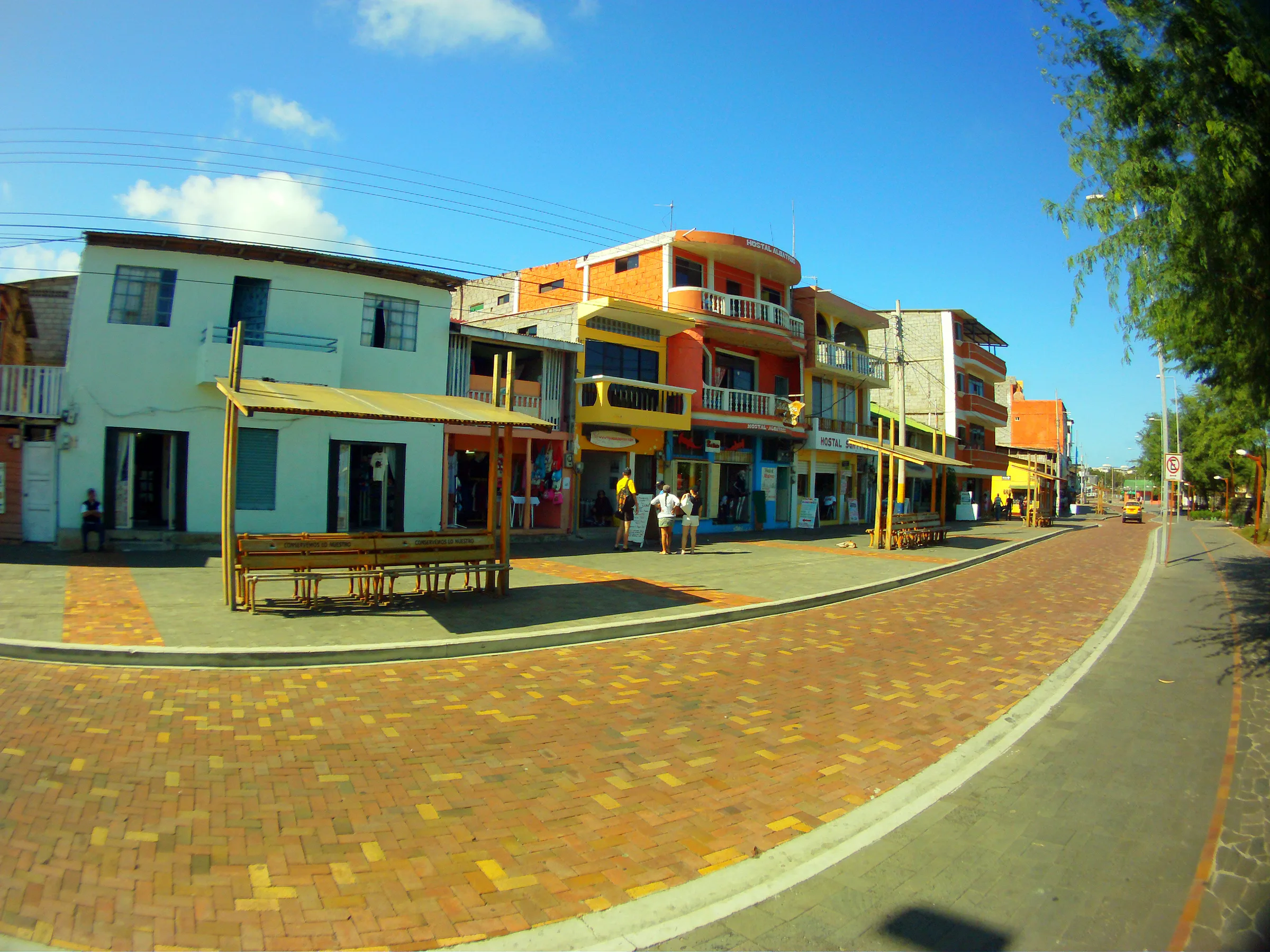 Morning of July 6, 2012. Looking toward our snorkel tour shop (Martin Delgado's "Tranquilo Divers" travel agency - Puerto Baquerizo Moreno, San Cristobal Island, Galapagos).