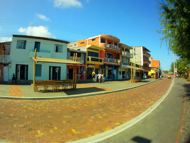 Morning of July 6, 2012.  Looking toward our snorkel tour shop (Martin Delgado's "Tranquilo Divers" travel agency -  Puerto Baquerizo Moreno, San Cristobal Island, Galapagos).
