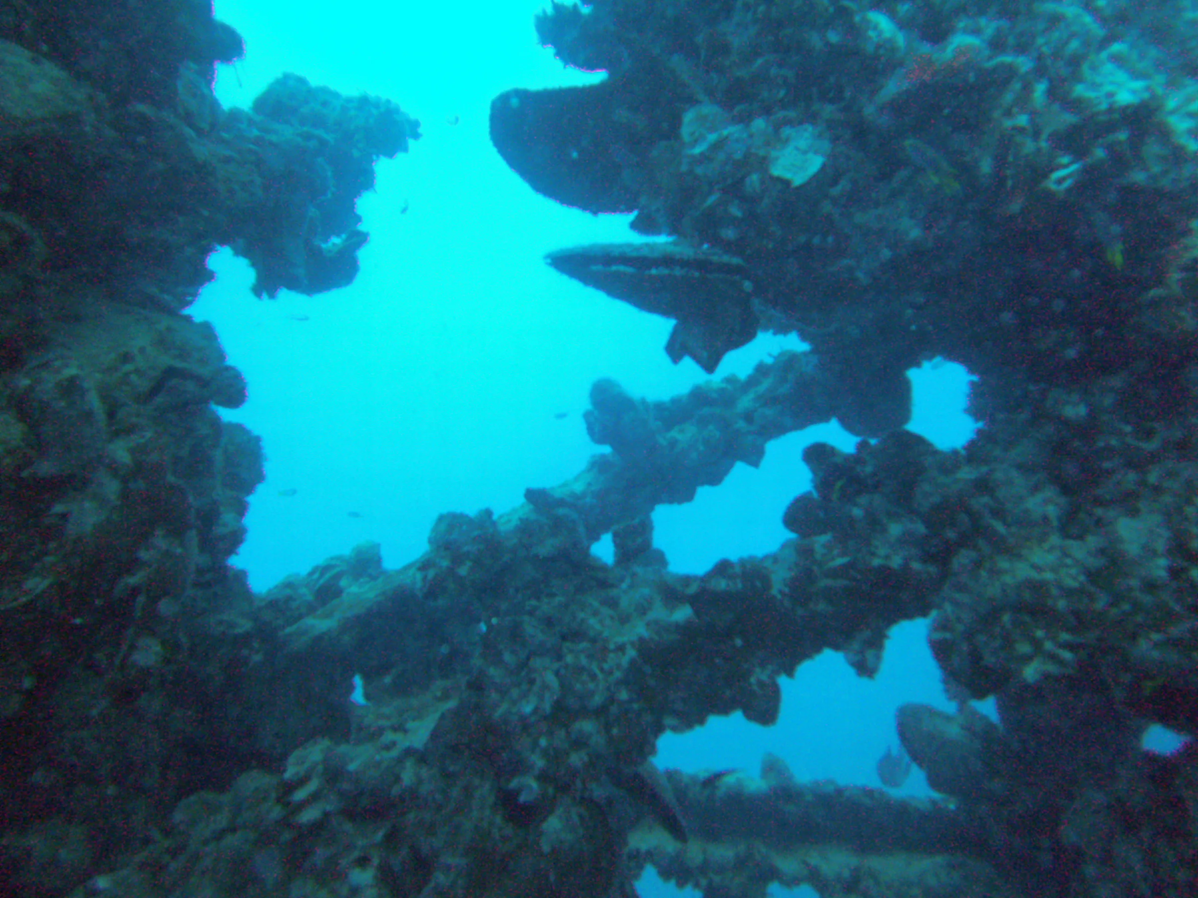 View through the Ship's upright of the WWII Wreck Nagisan Maru.