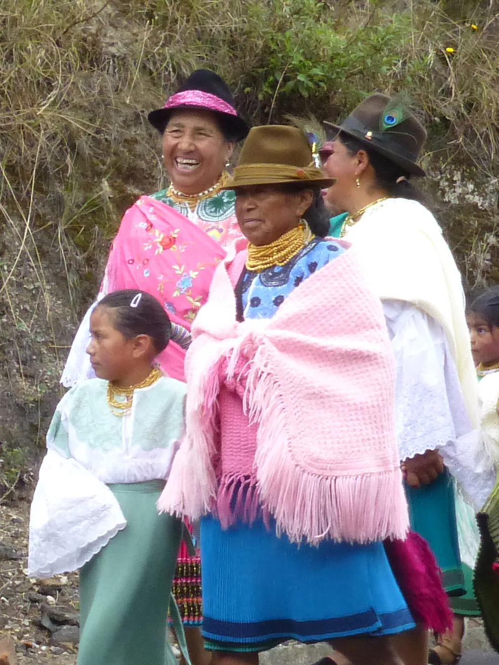 Encountering a fiesta / procession on the road to Otavalo.