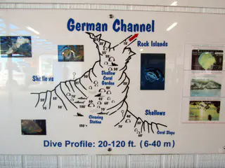 German Channel divesite map located at Sam's Tours.
