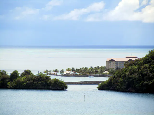 Looking at the Palau Royal Resort from the Elilai Restaurant balcony.