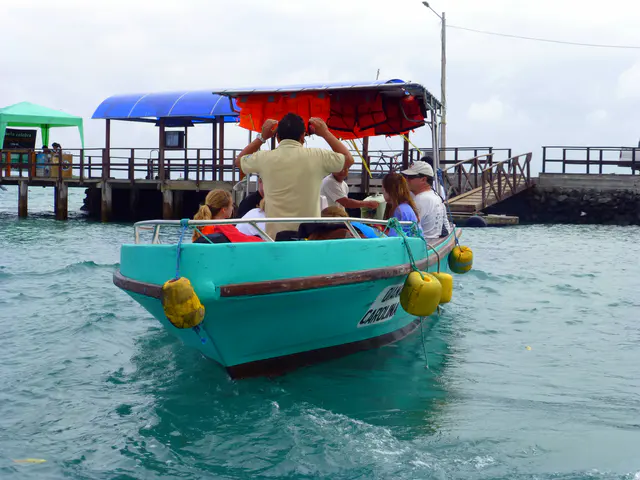 Heading over to Los Tintoreras in our ferry boat from the dock at Puerto Villamil.