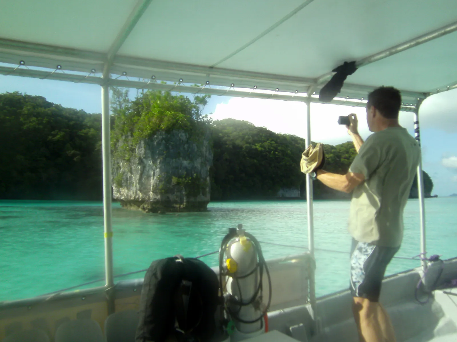 Return boat ride through the Rock Islands, Palau.