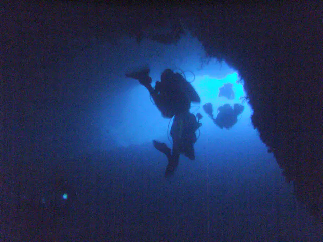 As we move through the cavern, we remain in the upper part (at 90' to 100') because the cavern is quite deep.