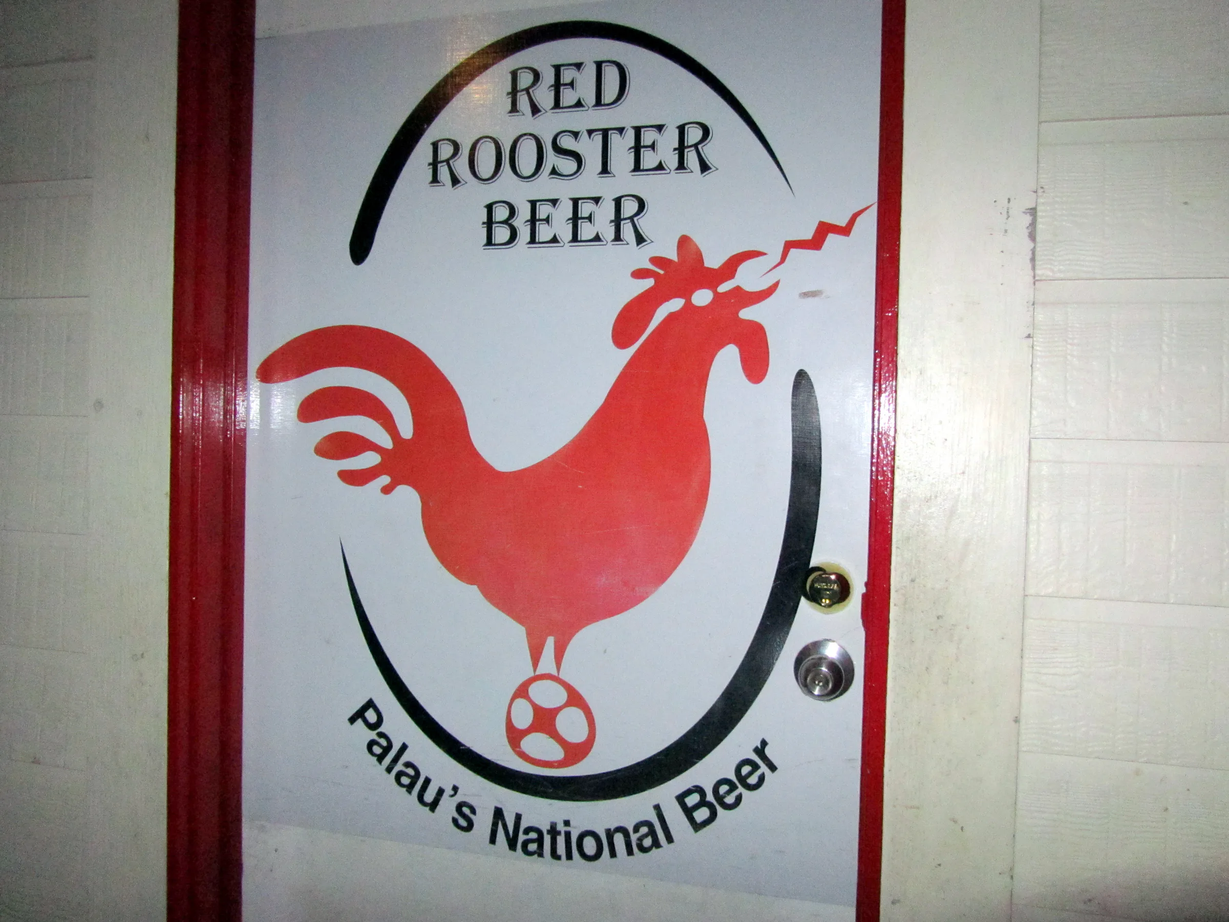 Door to the Red Rooster microbrewery, Koror.