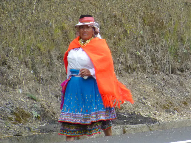 Encountering a fiesta / procession on the road to Otavalo.