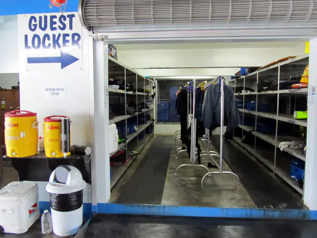 Guest Locker mid-day.  We stored our dive gear each night in the guest locker.  Our drinking water came from the yellow coolers shown on the left side of the photo.