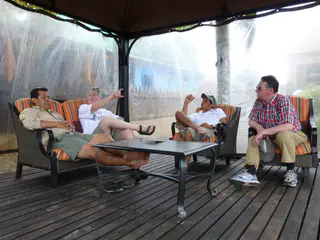 Social time at the Lodge with Diego Escobar, our Galapagos National Park assigned guide.