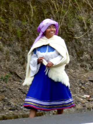 Encountering a fiesta / procession on the road to Otavalo.