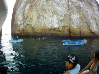 Cruise ship passengers preceded us in snorkeling at Kicker Rock.