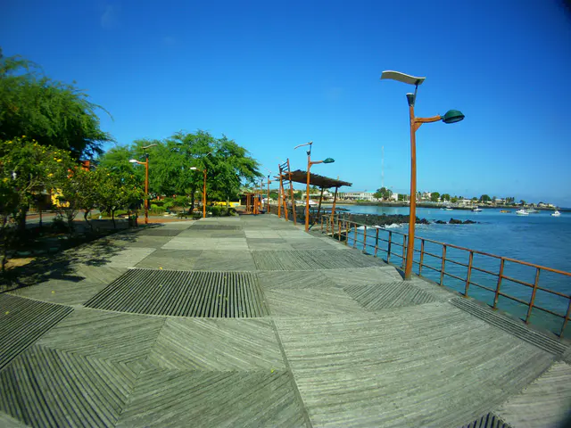 July 6, 2012.  View on a clear day along the waterfront -  Puerto Baquerizo Moreno, San Cristobal Island.