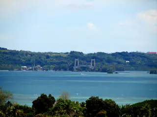 The rebuilt bridge connecting Babeldaop Island (airport and capitol) to Koror (commercial center and town).