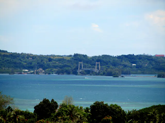 The rebuilt bridge connecting Babeldaop Island (airport and capitol) to Koror (commercial center and town).