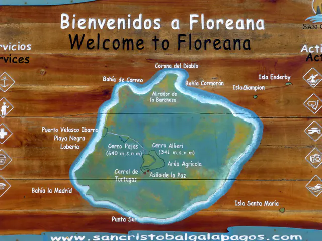 Welcome to Floreana Island, population 200.  We docked at Puerto Velasco Ibarra, a town of about 100, on the west side of the Island map above.
