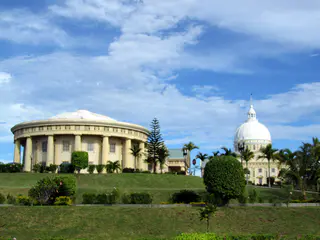 Palau's capitol, looking toward its foreign ministry housed in the rotunda on the left.