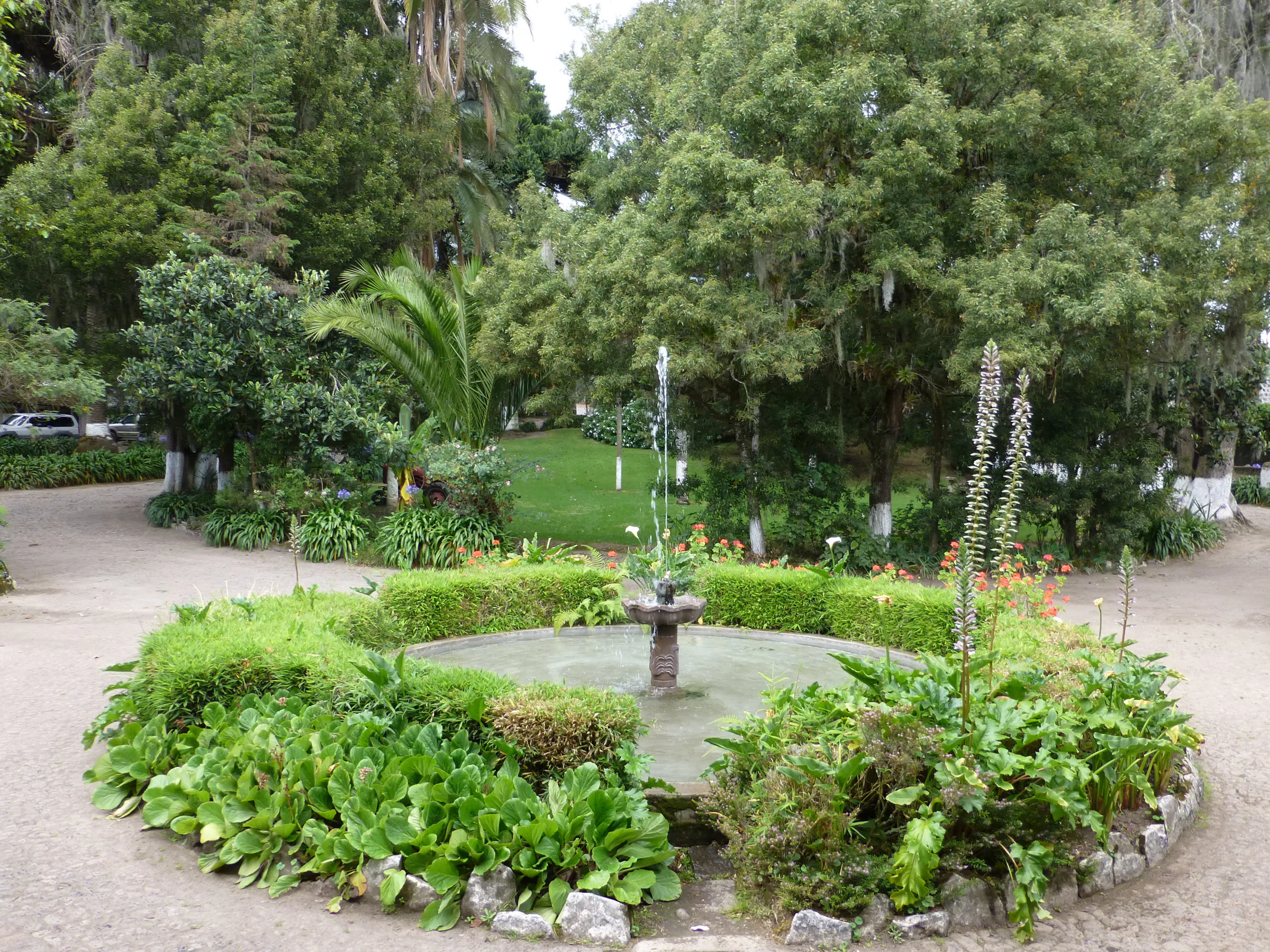 The beautiful green grounds at the entryway to the Hosteria Hacienda Pinsaqui, Otavalo.