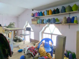 Owner's sewing area above the shop.