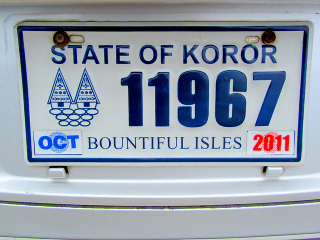 Palau car license plates. Each state in Palau can issue its own plates.