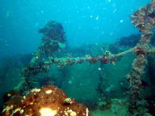 Ship's rail on the main deck of the WWII Wreck Nagisan Maru.