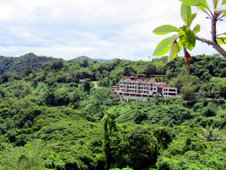 Looking toward a resort from the Elilai Restaurant balcony.