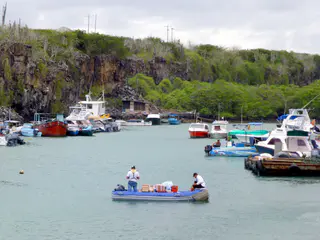 A channel separates the town, and it is used as a small boat harbor.