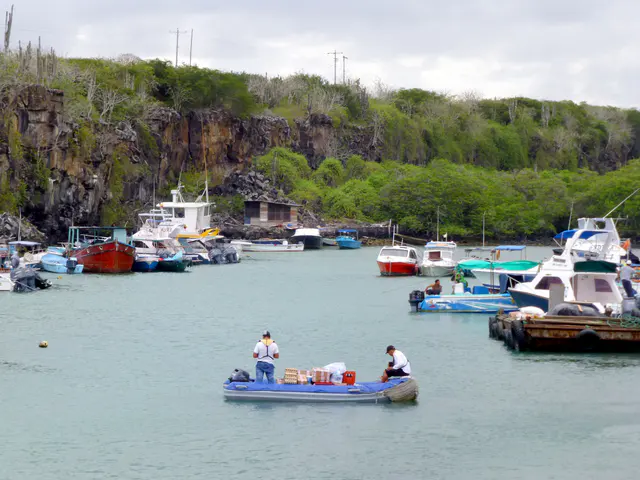 A channel separates the town, and it is used as a small boat harbor.