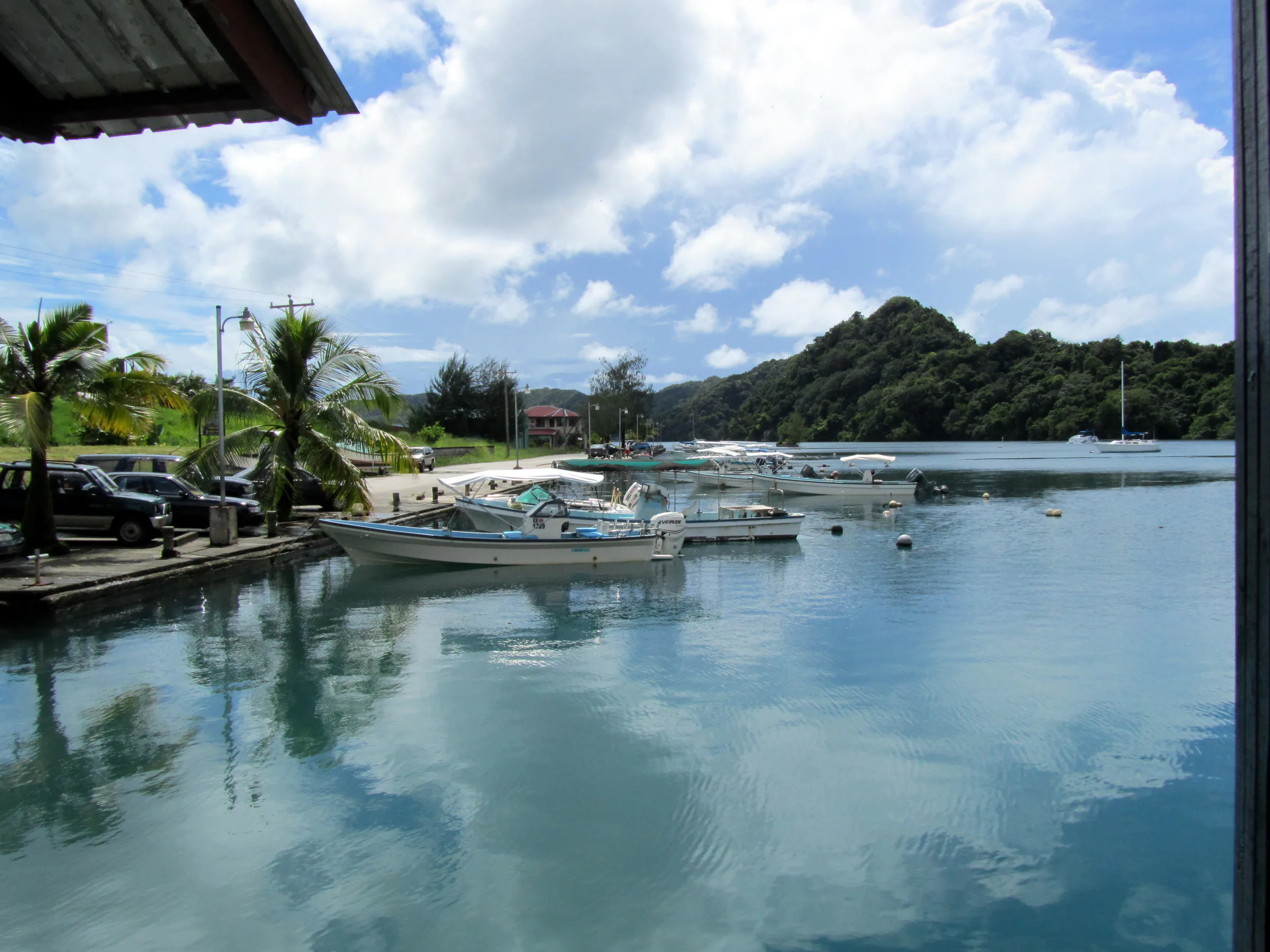 Looking down the public dock to the left of Fish 'n Fins.