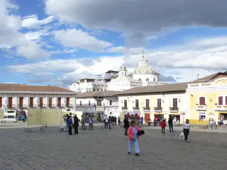 A square before the church in Old Quito.