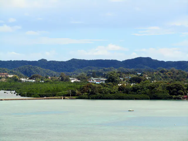 View toward Koror from the balcony of the Elilai Restaurant.