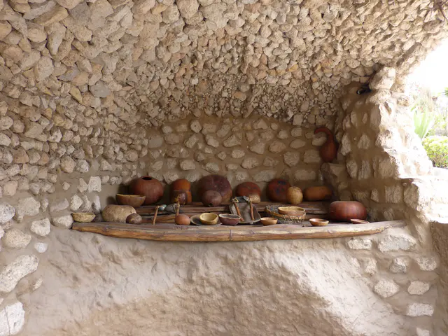 Intinan Museum - Inca artifcats on display in burial chamber exhibit.